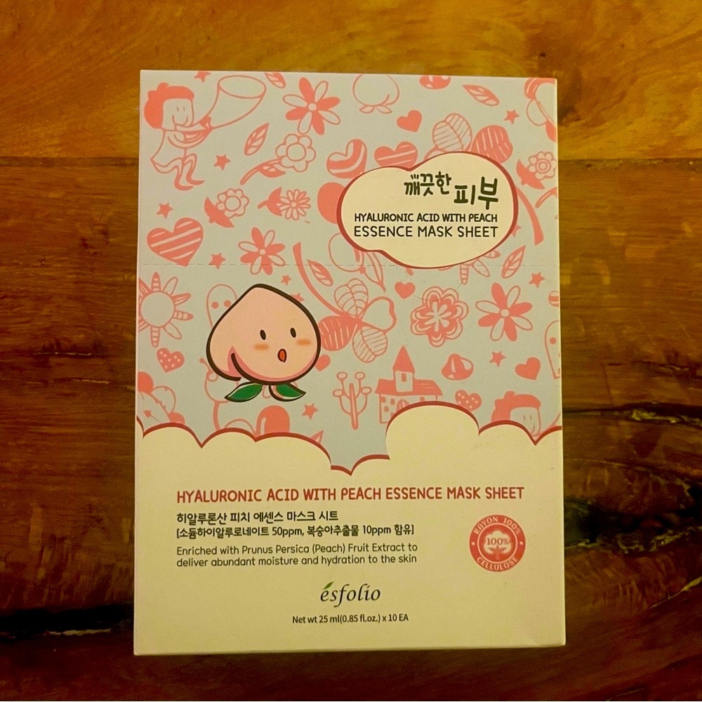 New Esfolio Hyaluronic Acid with Peach Essence Mask Sheet (Set of 10)
